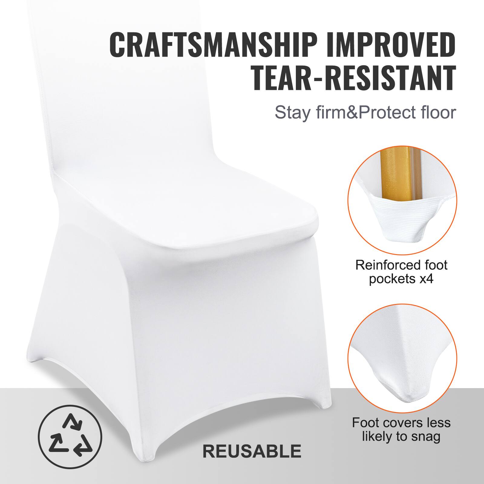 CRAFTSMANSHIP IMPROVED TEAR-RESISTANT, Stay firm & Protect floor, Reinforced foot pockets x4, REUSABLE, Foot covers less likely to snag