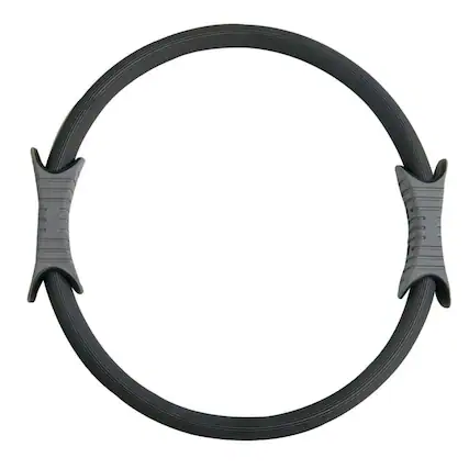 Front. Power Systems - 15" Pilates Ring (Firm Resistance), Exercise Ring with Foam Cover & 2 Molded Handles - Gray.