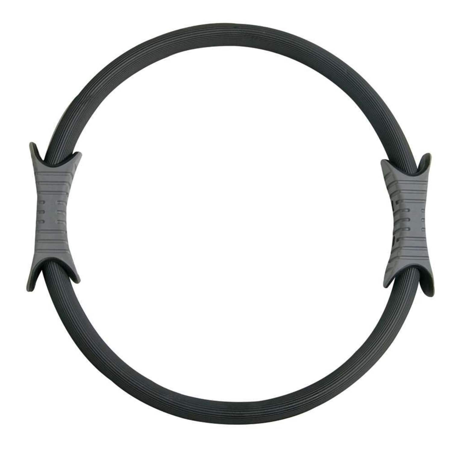 Front. Power Systems - 15" Pilates Ring (Firm Resistance), Exercise Ring with Foam Cover & 2 Molded Handles - Gray.