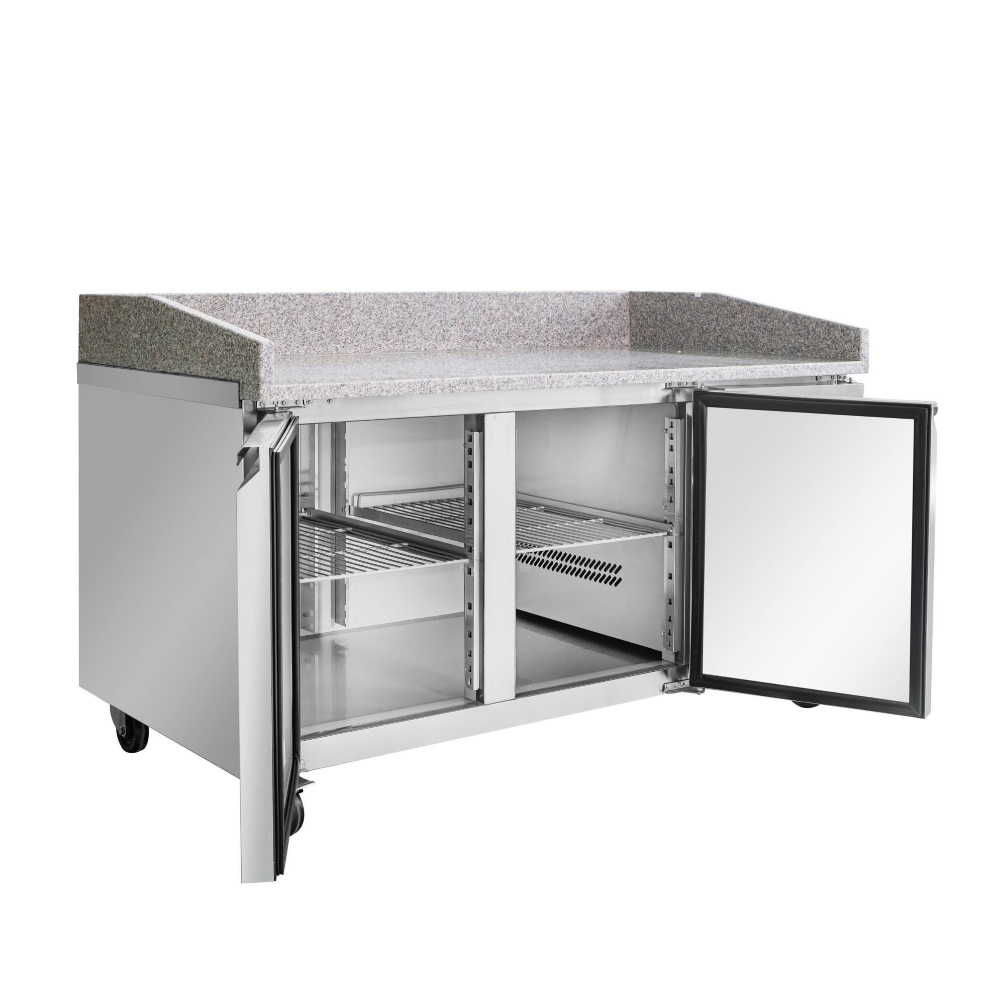 Alt View 7. Koolmore - 59 in. Commercial Refrigerated Granite Top Pizza Prep Station in Stainless Steel (KM-RPPS-2D59-GRT) - Stainless-Steel.