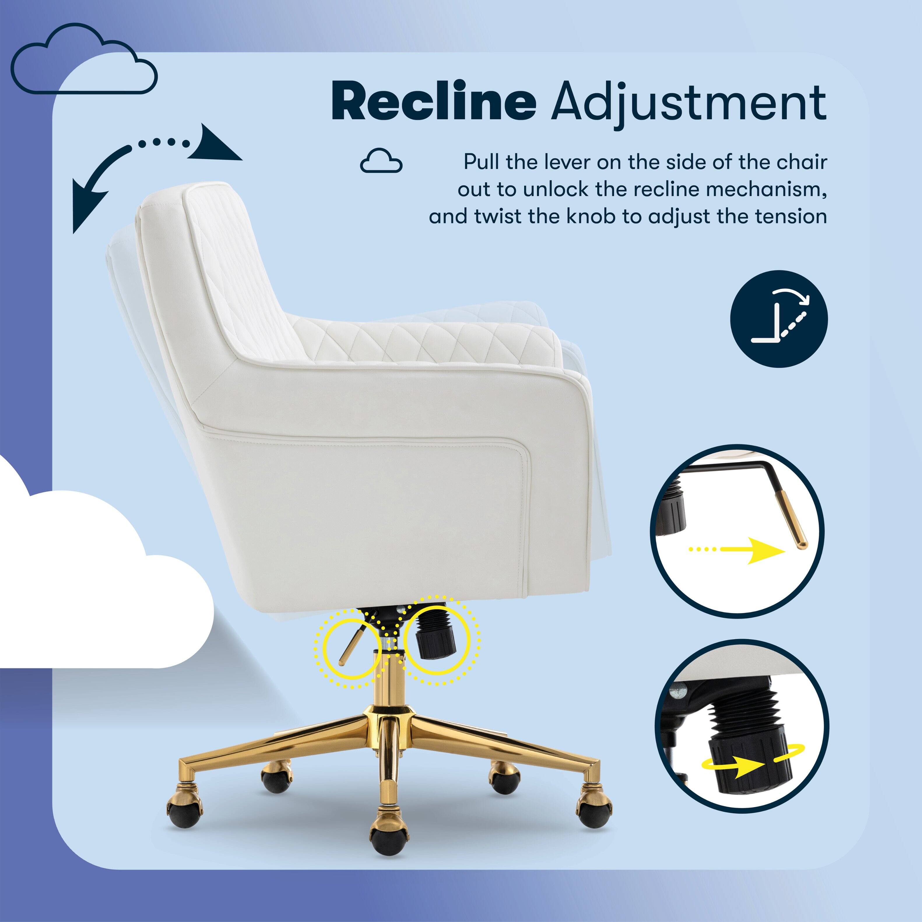 Serta Deluxe Ashleigh Modern Home Office Chair White Bonded Leather