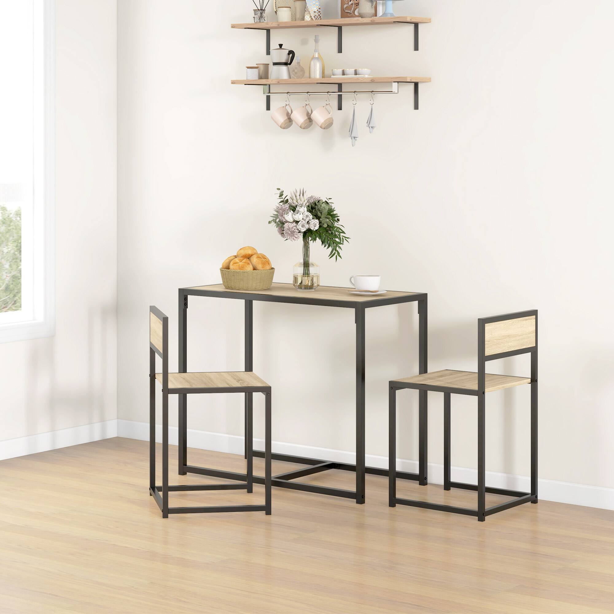 Alt View 1. Homcom - Dining Room Set - Oak.