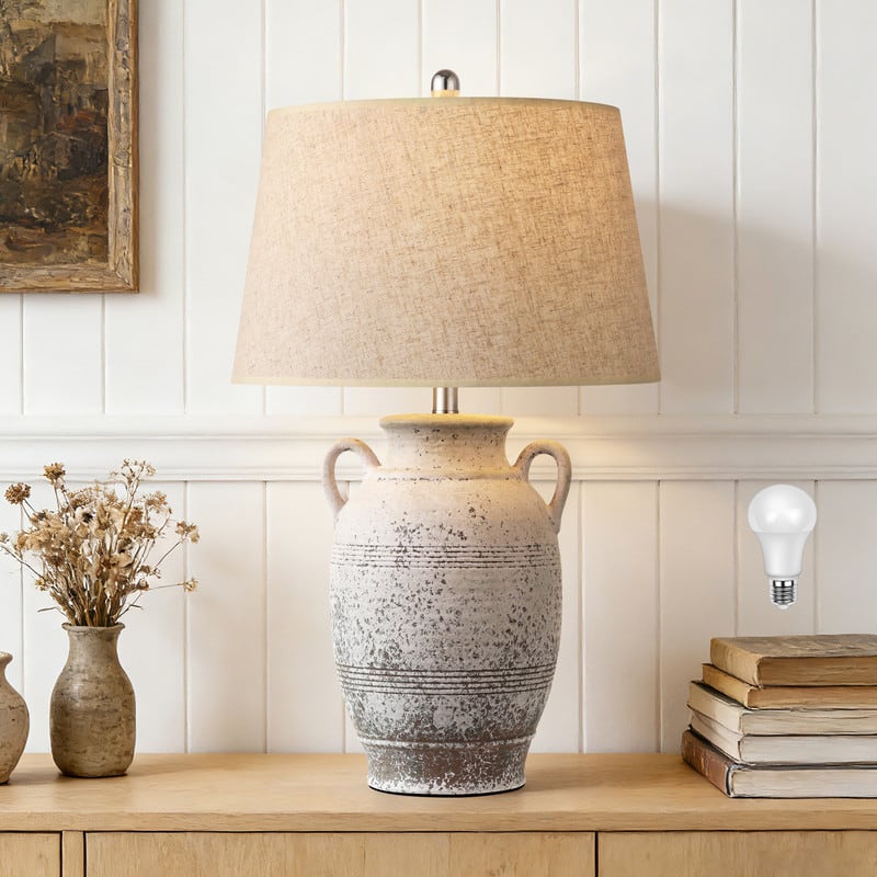 partphoner - Ceramic Table Lamp - Rustic White