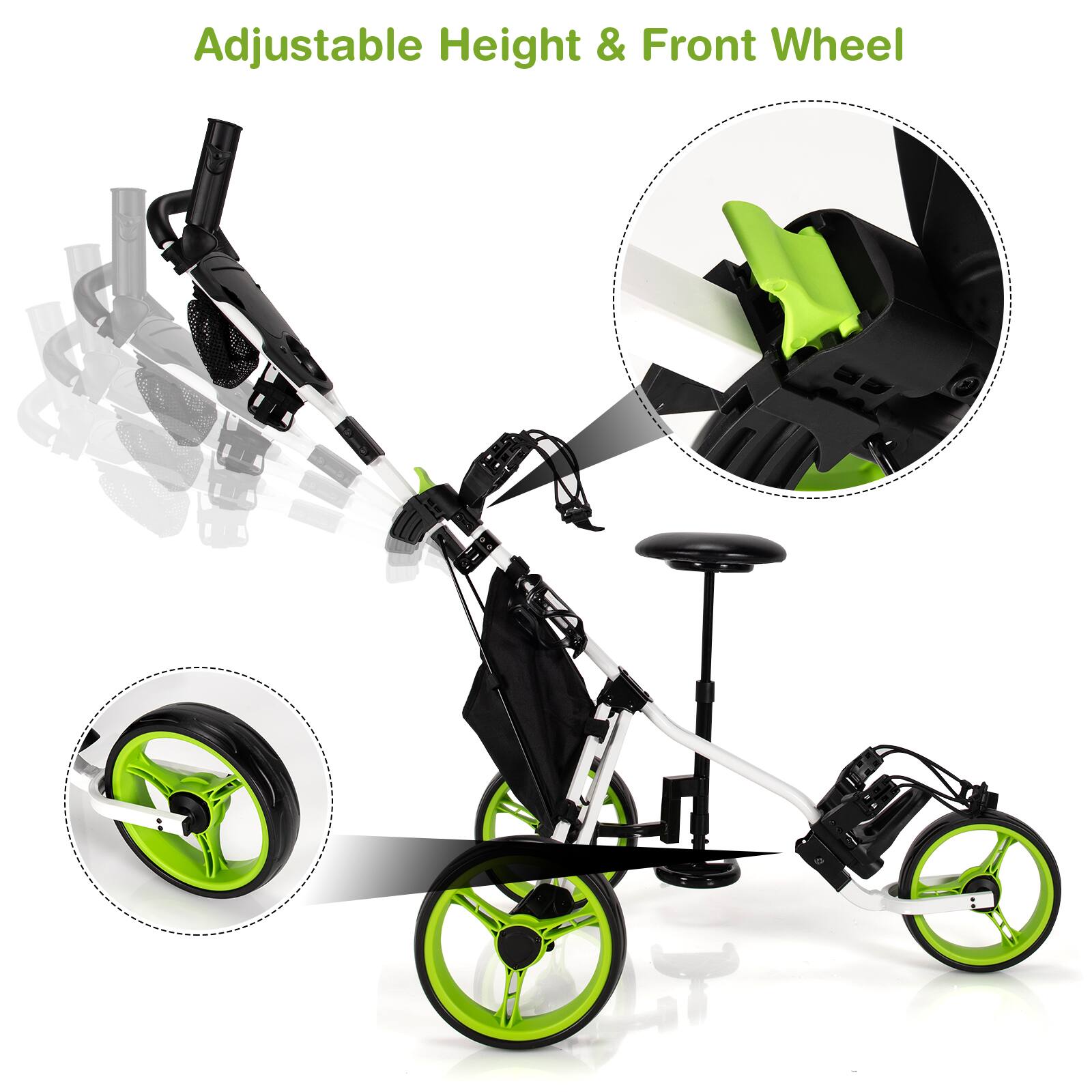Adjustable Height & Front Wheel