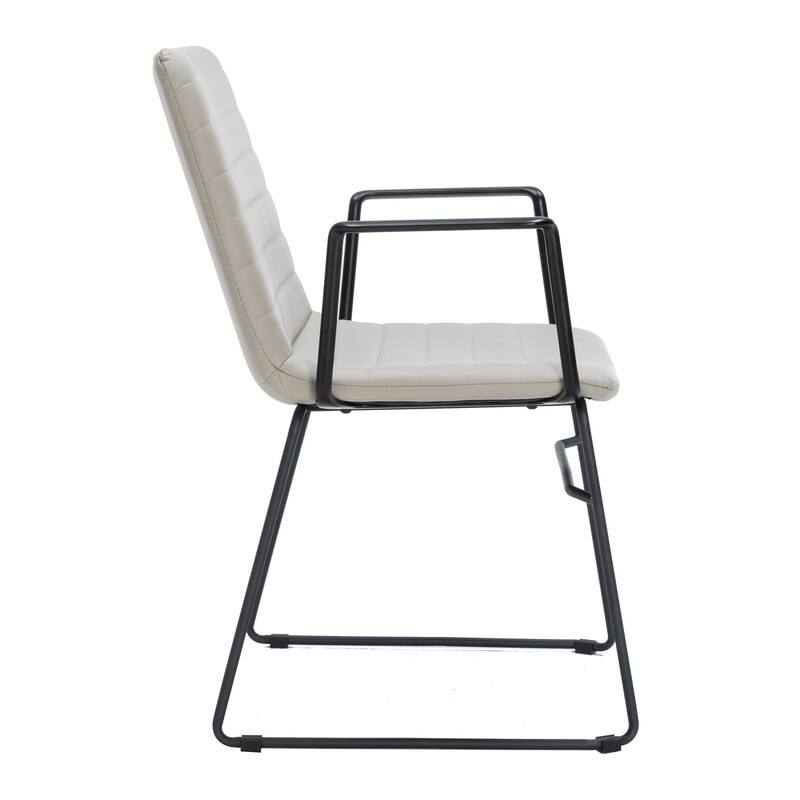 Alt View 3. LeisureMod - Zylar Office ArmChair with PU Leather, Foam Cushion, Stainless Steel Base & Ergonomic Support - Tan.