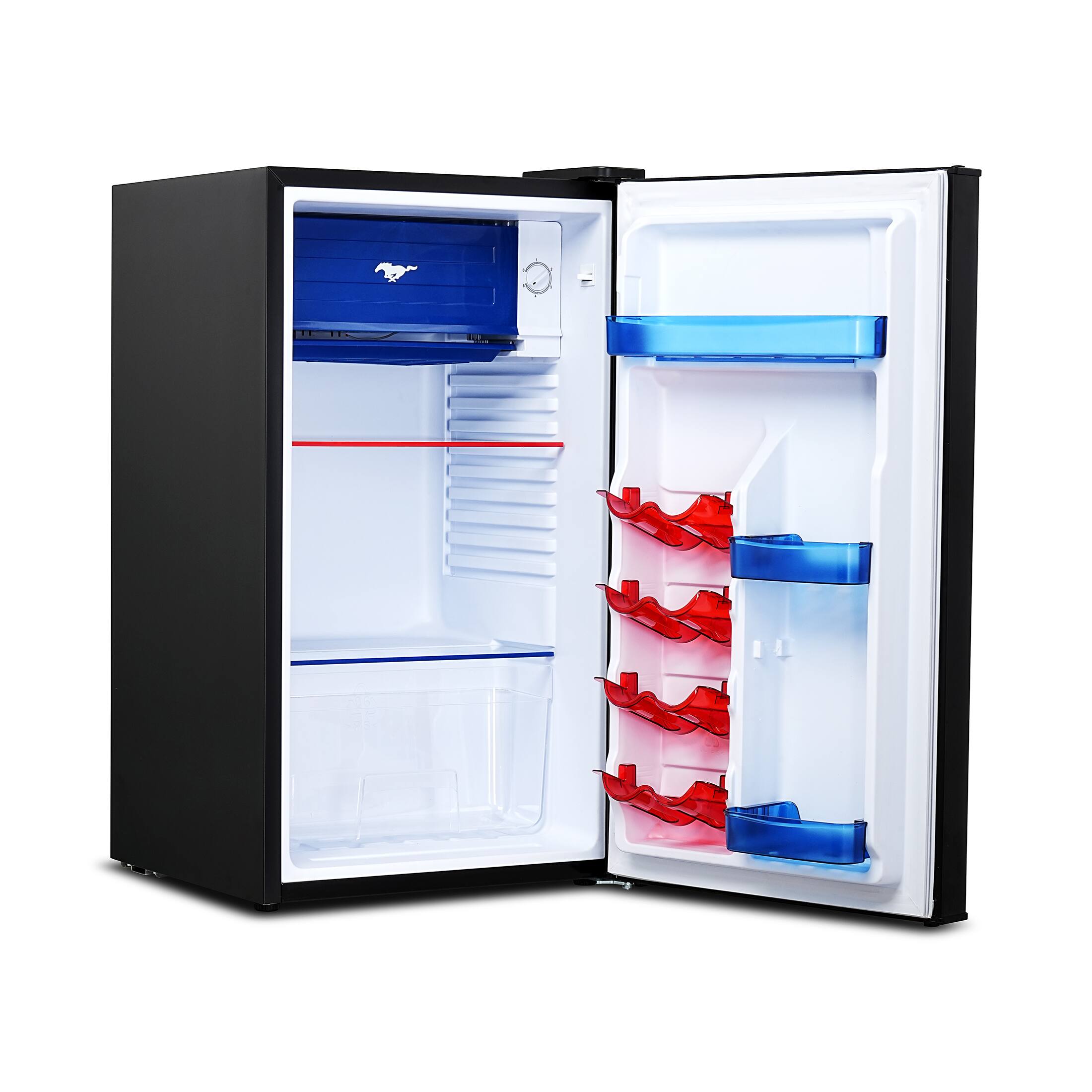 Back. Ford - Ford Mustang Compact Refrigerator, Large 91L, 3.2 cu. Ft. Shadow black - Black.