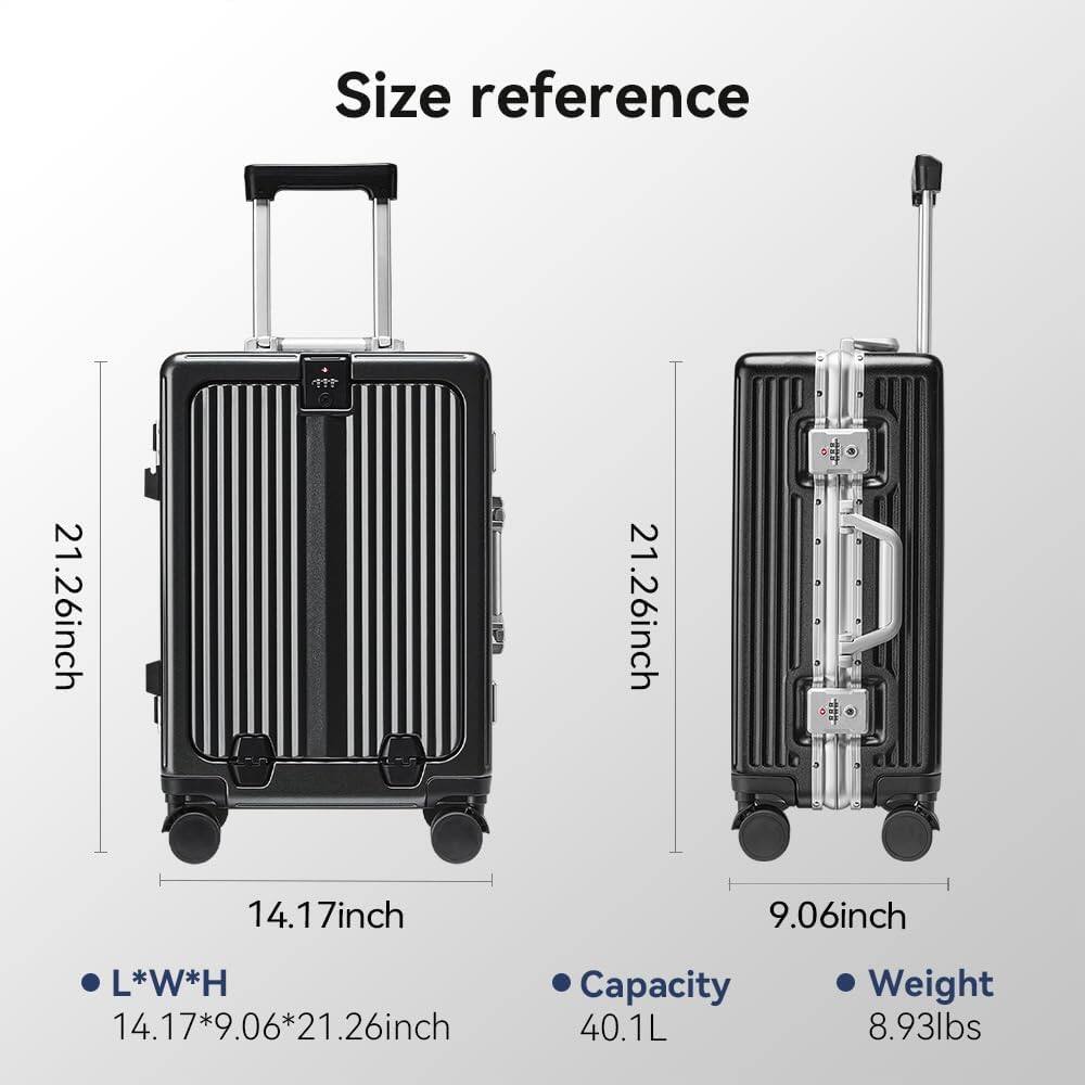 Size reference  
21.26inch  
14.17inch  
9.06inch  
L*W*H: 14.17*9.06*21.26inch  
Capacity: 40.1L  
Weight: 8.93lbs