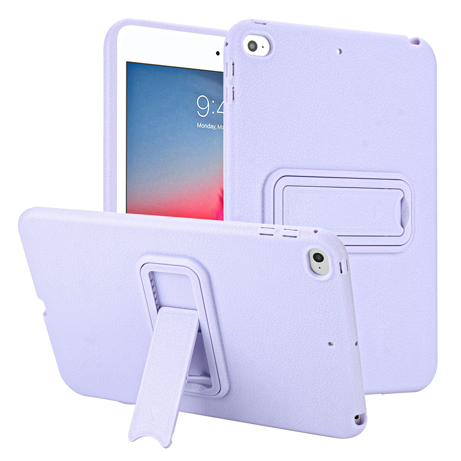 Dteck - Shockproof Case for Apple iPad mini (5th Generation) 2019, Slim Leather Texture Protective Cover with Folding Kickstand - Purple