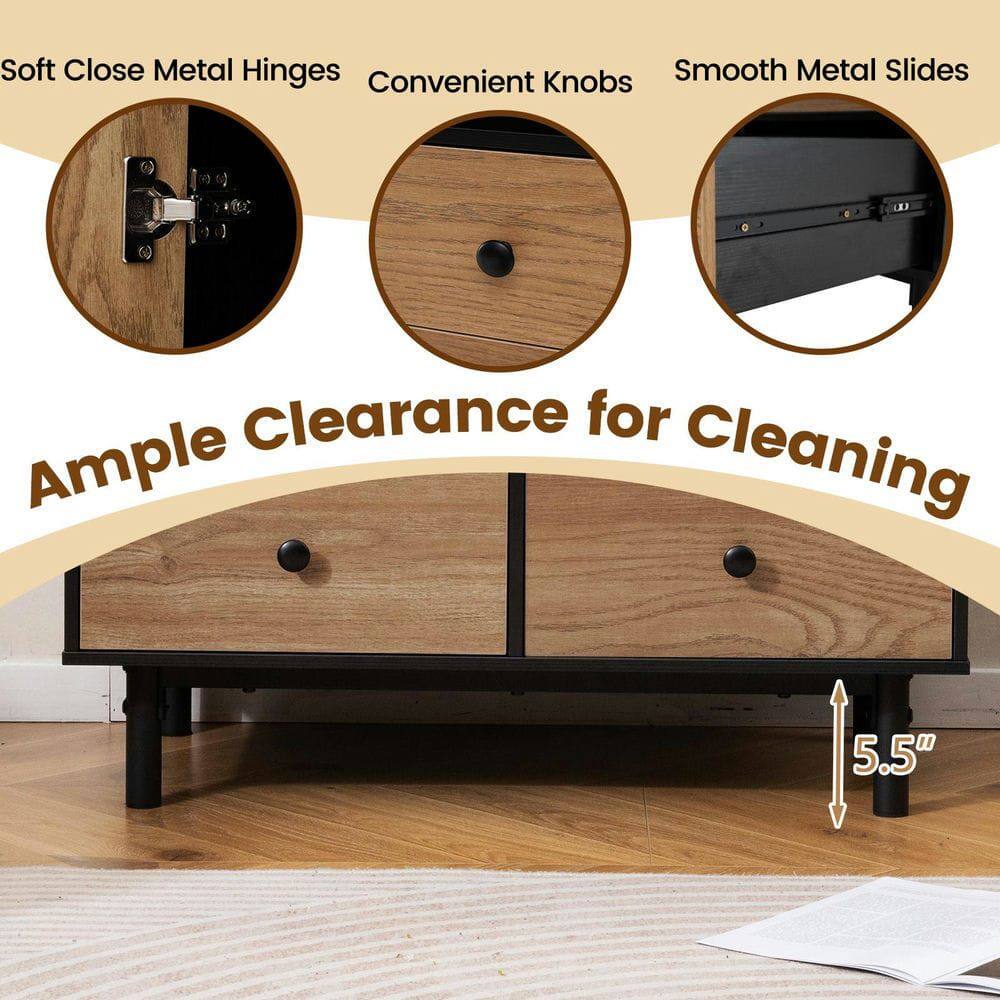 Soft Close Metal Hinges  
Convenient Knobs  
Smooth Metal Slides  

Ample Clearance for Cleaning  

5.5"