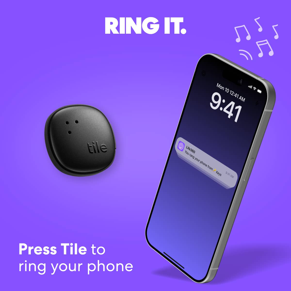 Ring It. Press Tile to ring your phone.