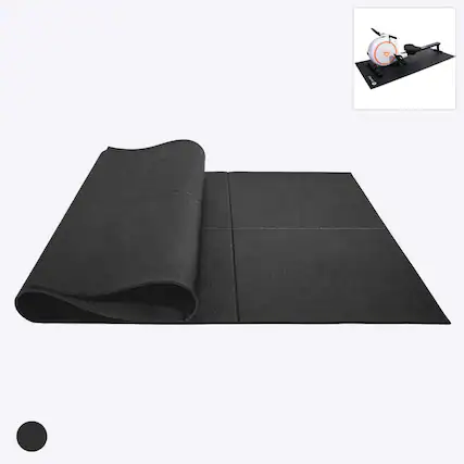 Front. Superun - Treadmill & Rowing Machine Mat 70.8''L x 31.4''W X 0.23''Th Mat - Black.