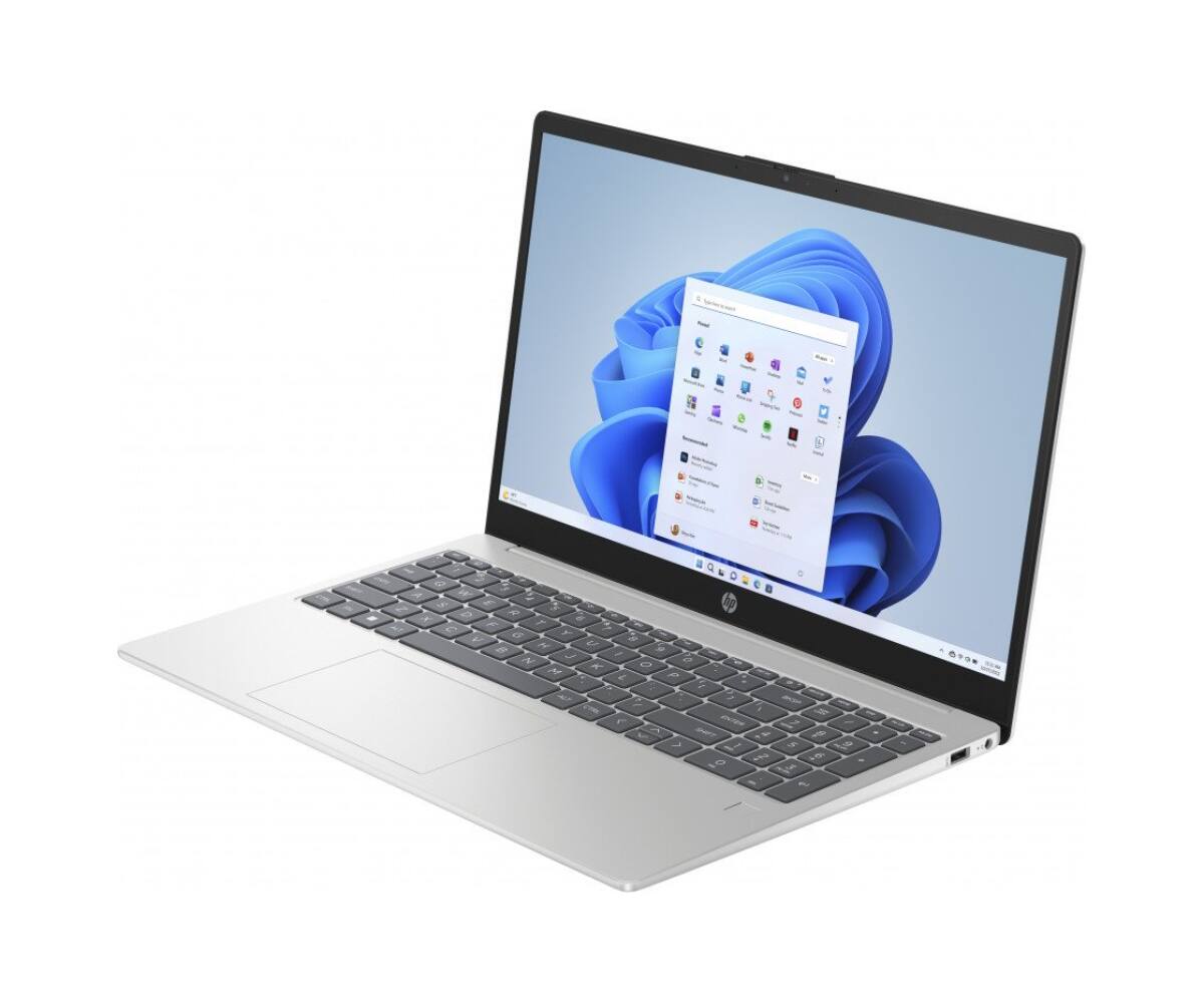 Left. HP - HP 15-FD0185NR Core i5-1235U 1.3GHz, 16GB, 256GB NVMe, 15.6inch HD, Windows 11 Pro (Refurbished) - Silver.
