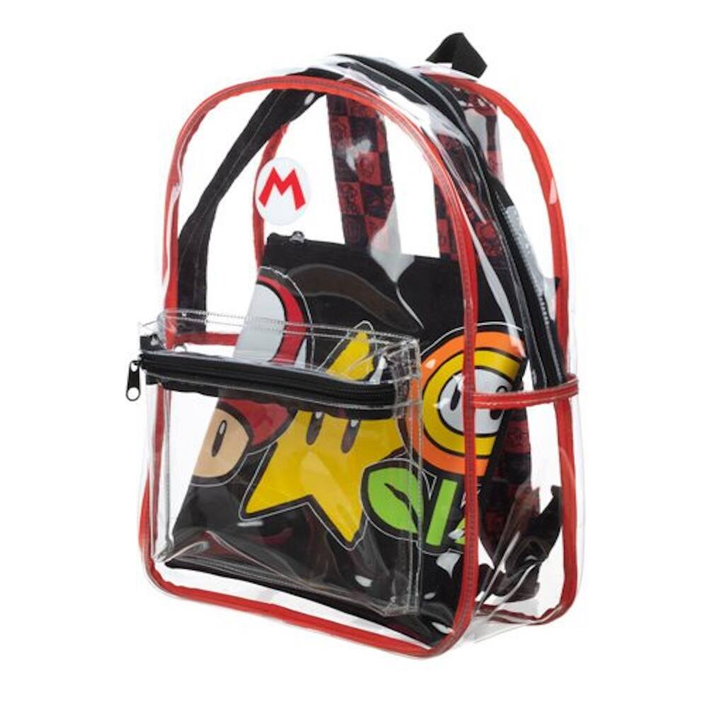 Alt View 1. Super Mario Bros. - Super Mario Transparent Backpack Clear 16" School Bag - Multicolored.