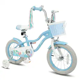 Costway - 14" Kids Bike Toddler Bicycle with Training Wheels Hand & Coaster Brakes Handlebar - Blue
