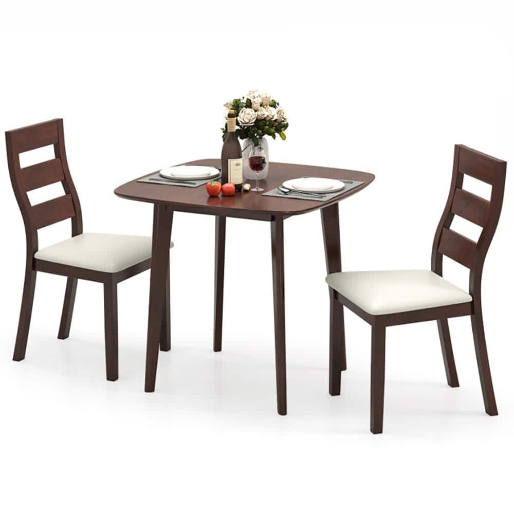 Kadyn - Dining Table SetDining Table Chairs Set3Piece Dining Table Set with Wooden Square Kitchen Table and 2 ChairsWalnut - Brown