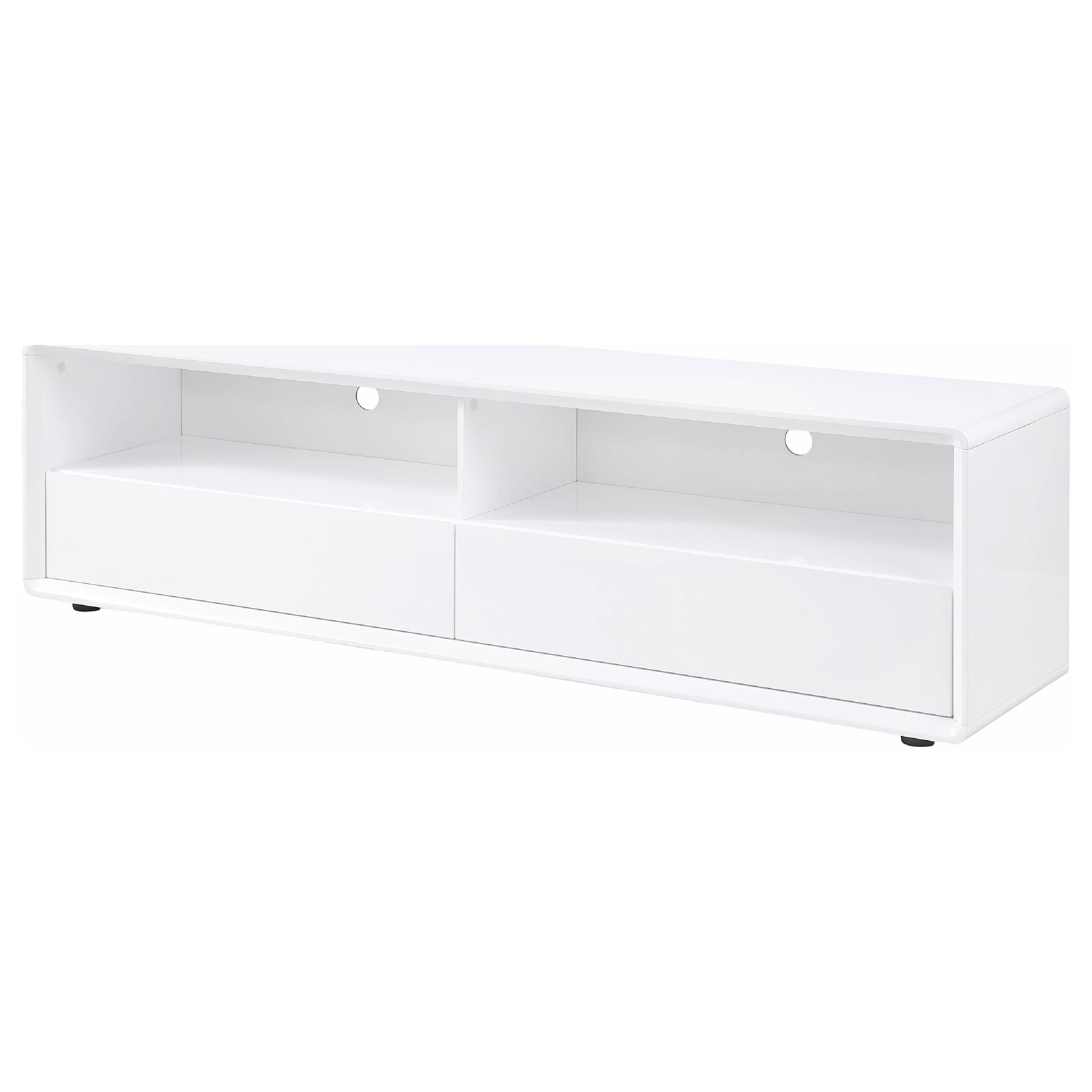Alt View 4. Manhattan Lane - Siena TV Stand Media Console with 2 Drawers, White Gloss Wood 71 Inch - White.
