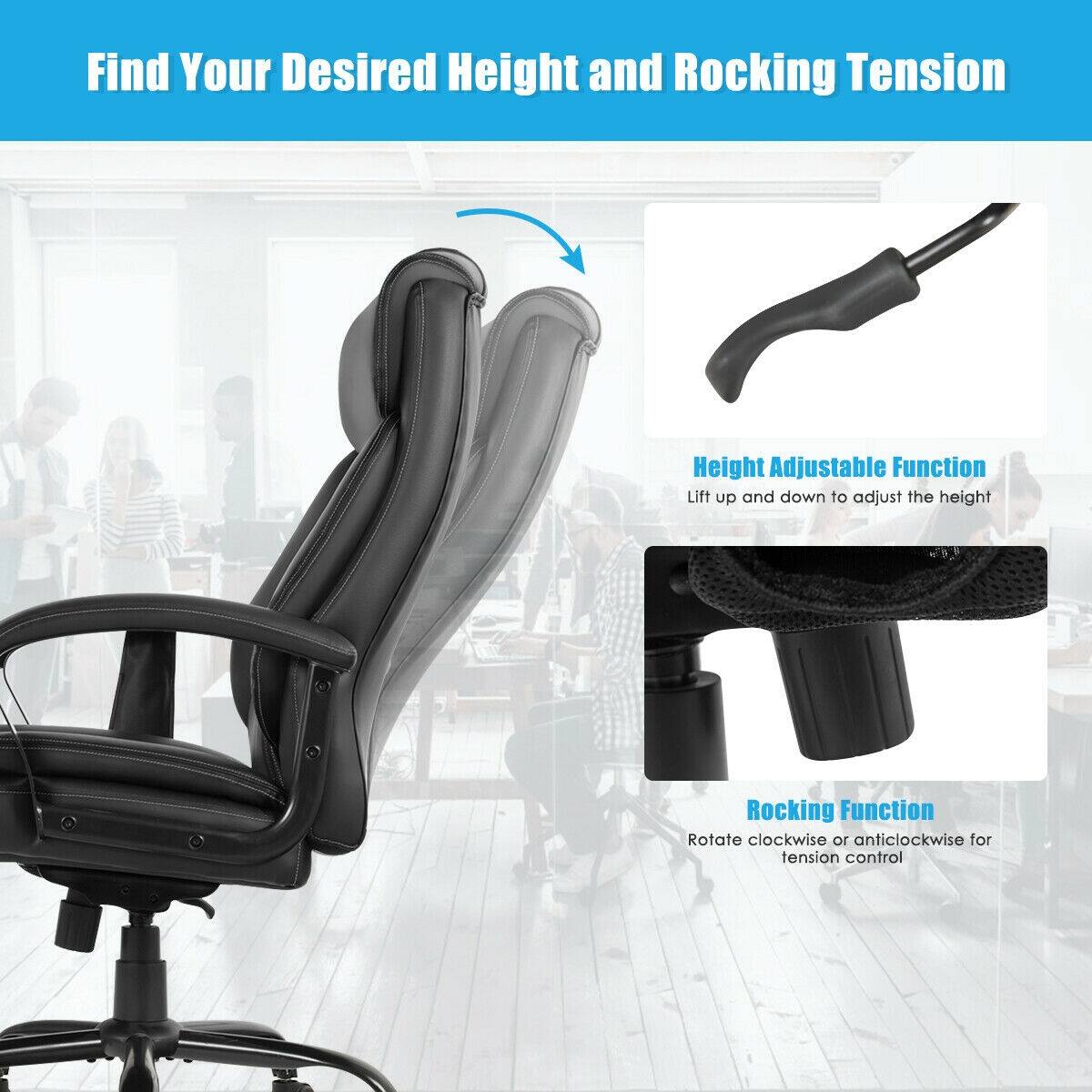 WELLFOR Massage Executive Office Chair with 6 Vibrating Points Black ...