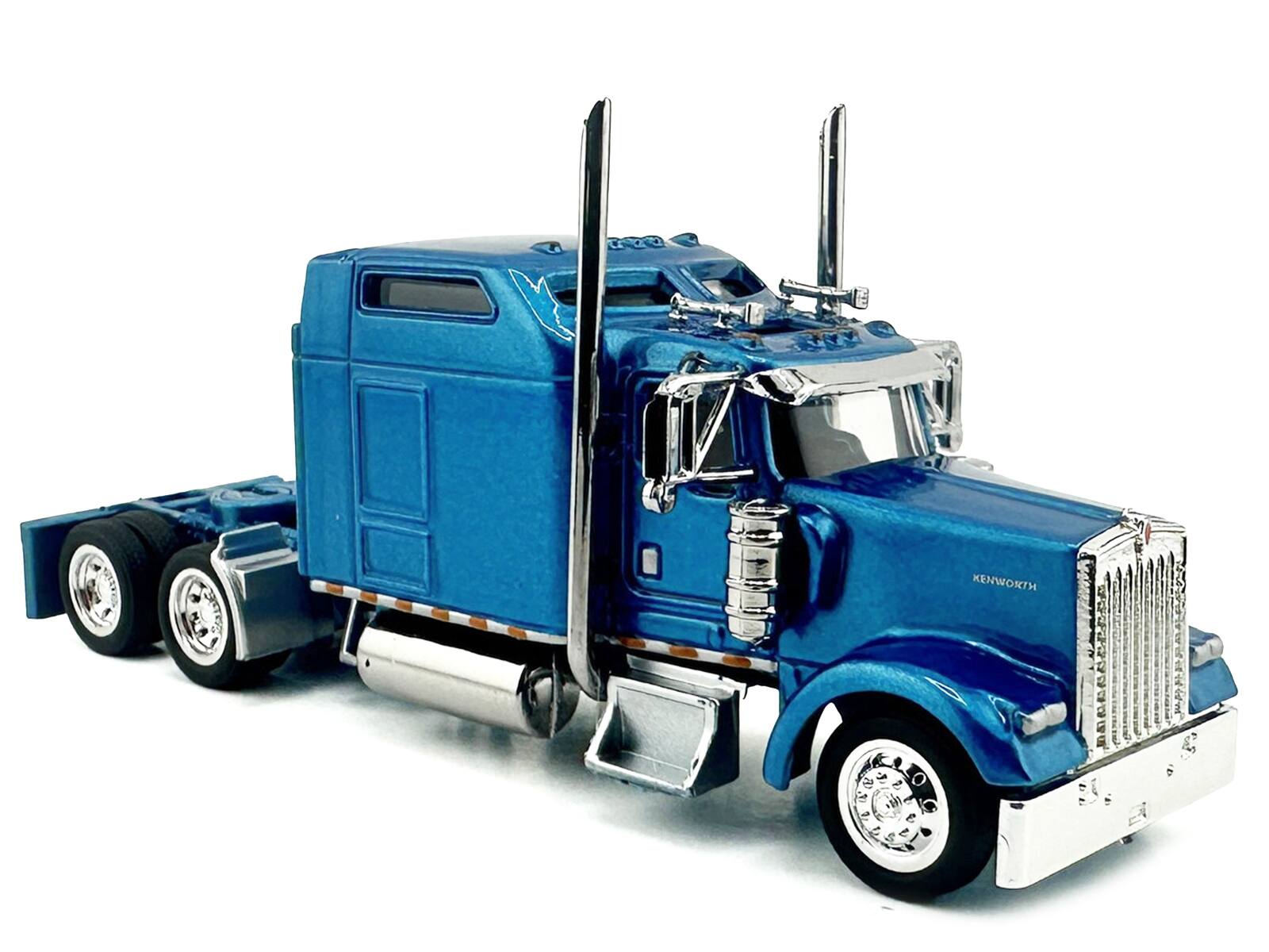 Alt View 2. HO Logistics Replicas - Kenworth W900L Truck Tractor with Sleeper Cab Blue Metallic 1/87 (HO) Scale Plastic Model Car by HO Logistics.