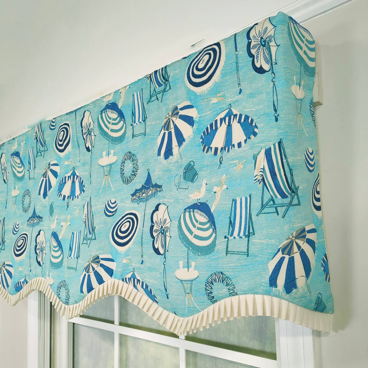 Alt View 3. RLF Home - RLF Home 100% Cotton Umbrellas Provance With Ivory Lining Rod Pocket Window Valance 50" x 17" Blue - Blue.