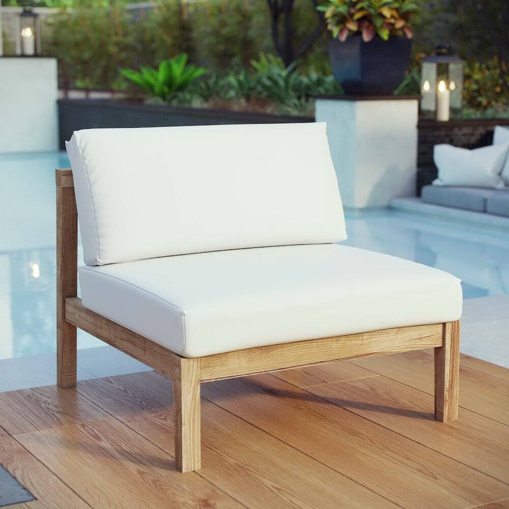 Alt View 1. Modway - Bayport Outdoor Patio Teak Armless - White.