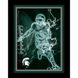 Fan Creations - Michigan State Spartans 12'' x 16'' Framed Neon Player Print - Black