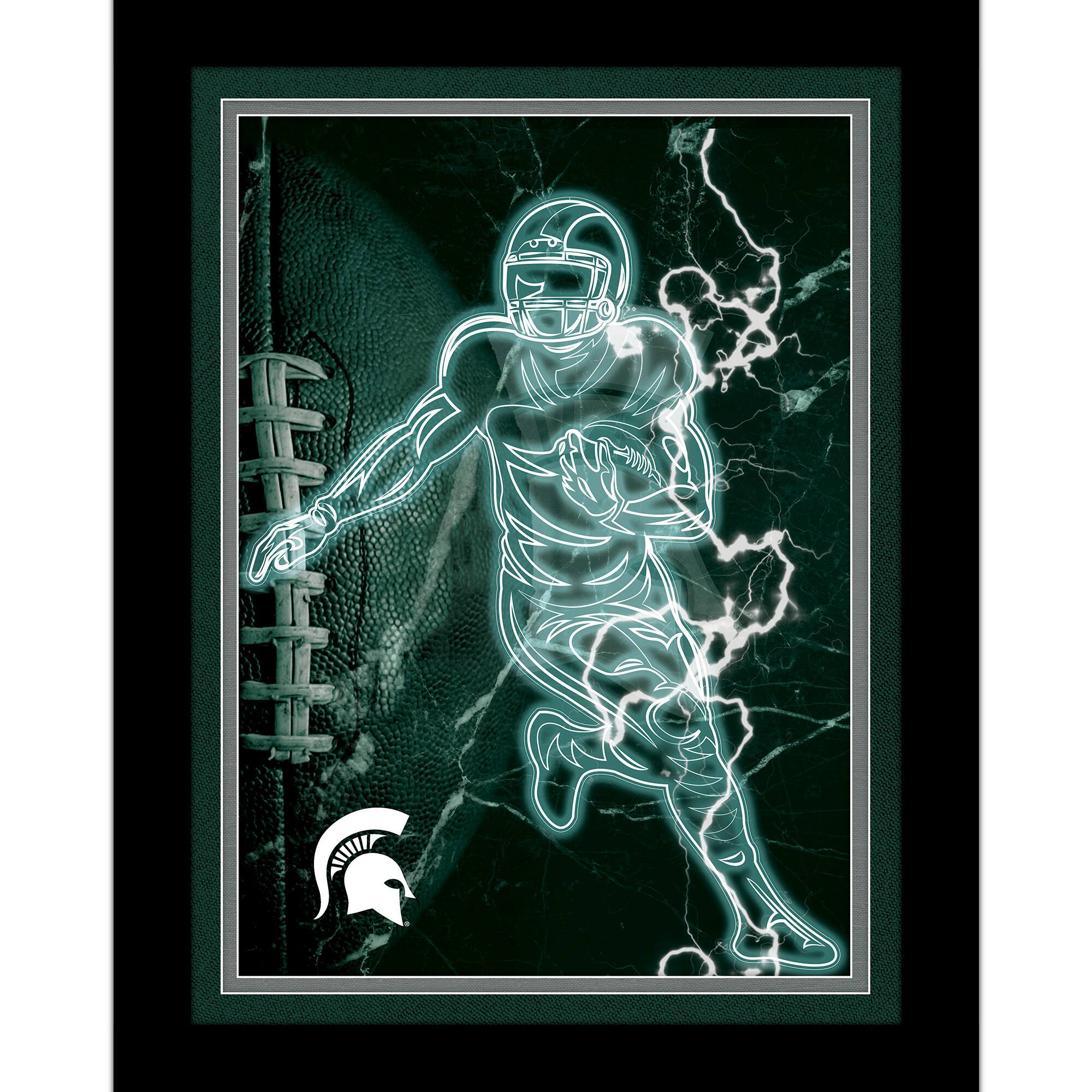 Black Michigan State Spartans 12'' x 16'' Framed Neon Player Print