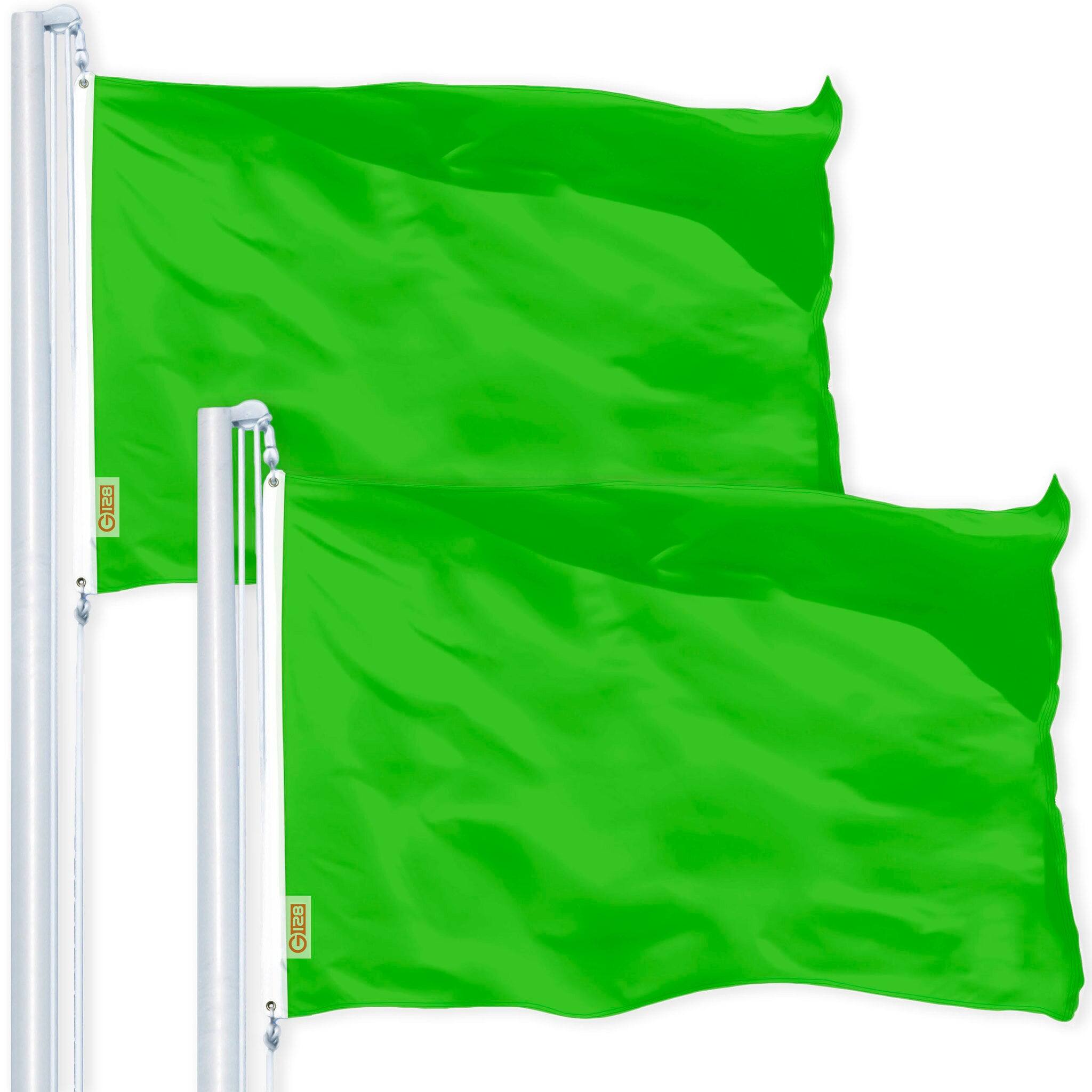 G128 - 2 Pack Flag, 2.5 x 4 ft, 150D Polyester, Indoor/Outdoor, Brass Grommets - Lime green