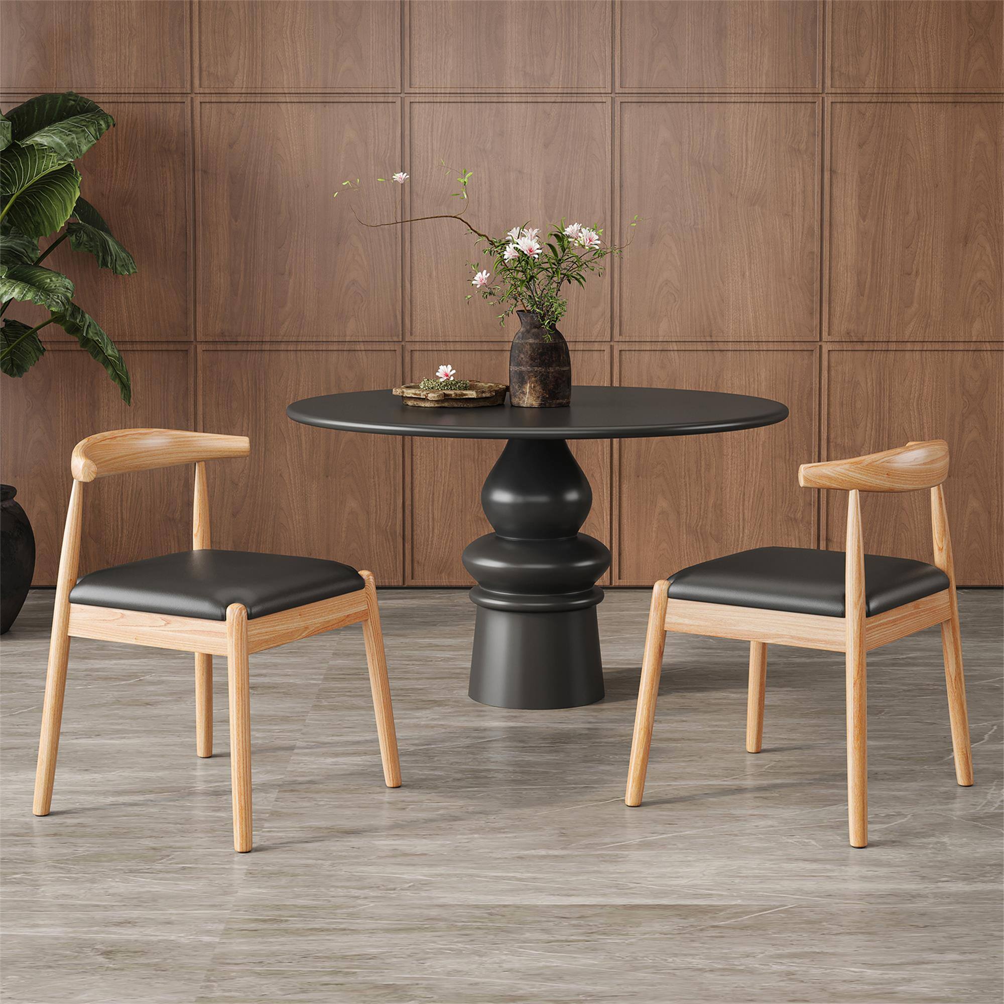 Alt View 2. Boyel Living - Weave Dining Chairs Set of 2 Mid-Century Modern Kitchen Chair with Solid Oak Frame - Wood.