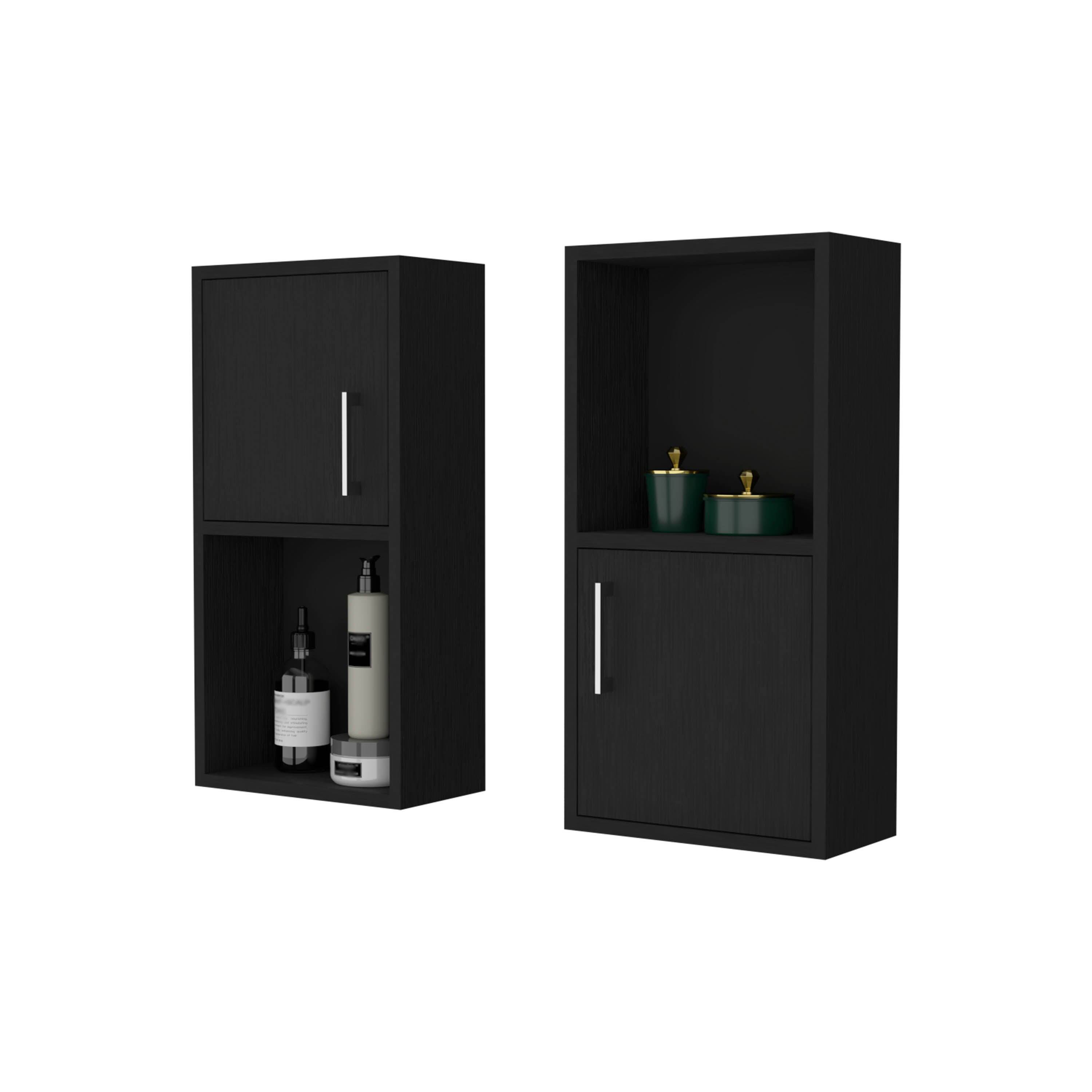 Back. TinyHomie - Wenge 2 Bathroom Medicine Cabinets with Open Shelf - Wenge.