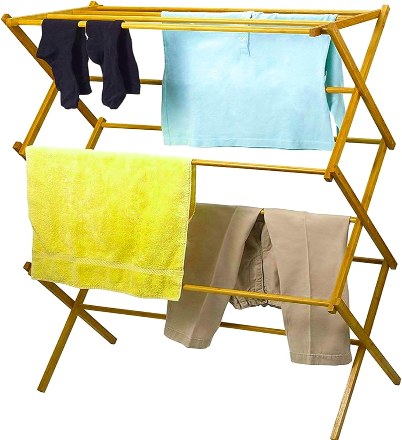 Back. Home It - Wooden Clothes Drying Rack - Hang Rack for Clothes - Laundry Rack for Clothing Drying Natural - Natural.