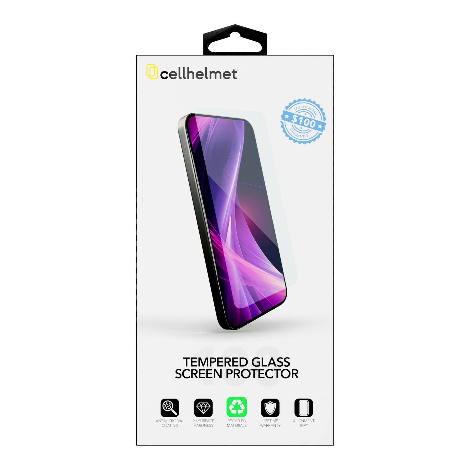 cellhelmet $100 * CUARANTSE TEMPERED GLASS SCREEN PROTECTOR ANTIMICROBIAL SURFACE COATING HARDNESS AECYLLD MATERIALS LIFETIME ALIGNMENT WARRANTY
