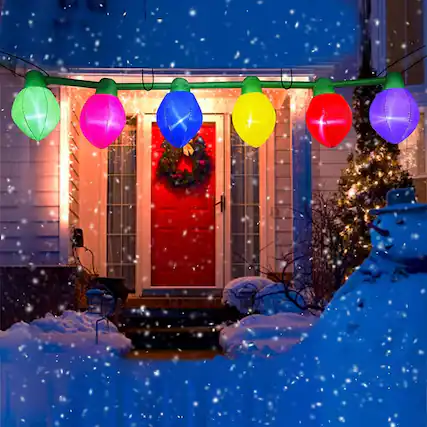 Front. RTMB - 15 ft Inflatable Christmas Ornament Ball, LED Lighted, Indoor/Outdoor - multicolor.