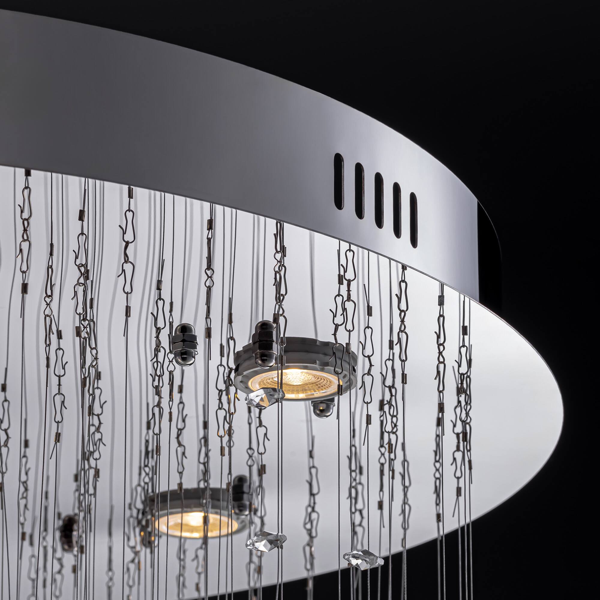 Alt View 1. Siljoy - 98.4" Modern Spiral Gold K9 Crystal Chandelier, Luxury Pendant Light for High Ceiling Staircase Villa Hallway - Chrome and Gold.