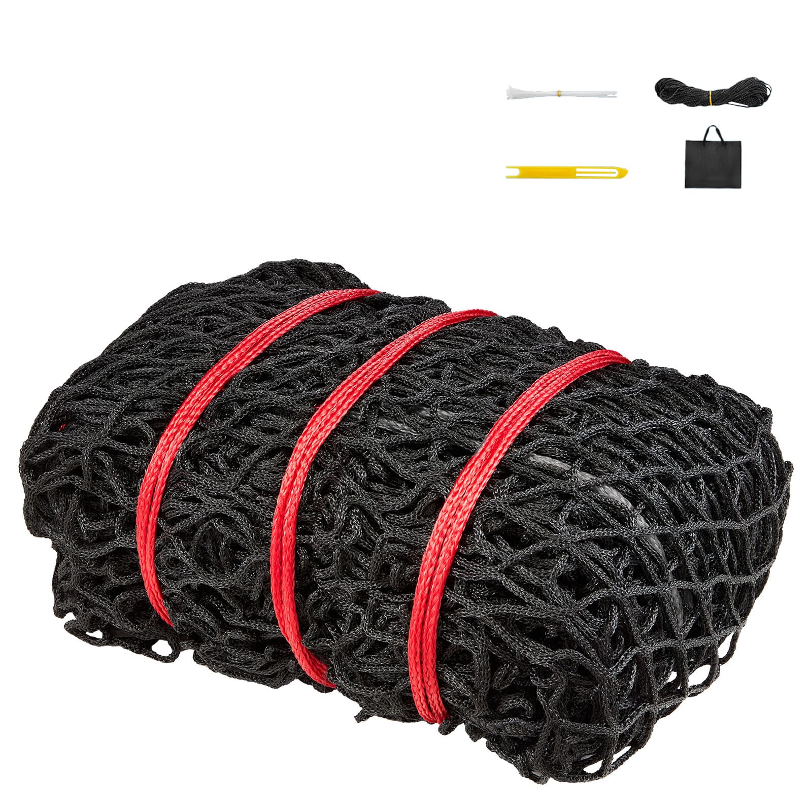VEVOR - Round Bale Hay Net, 5.91 x 5.91 x 5.91 ft, 1.65 inch Holes, PE Material, Knotless Design, with Zip Ties, Needle Shuttle - Black