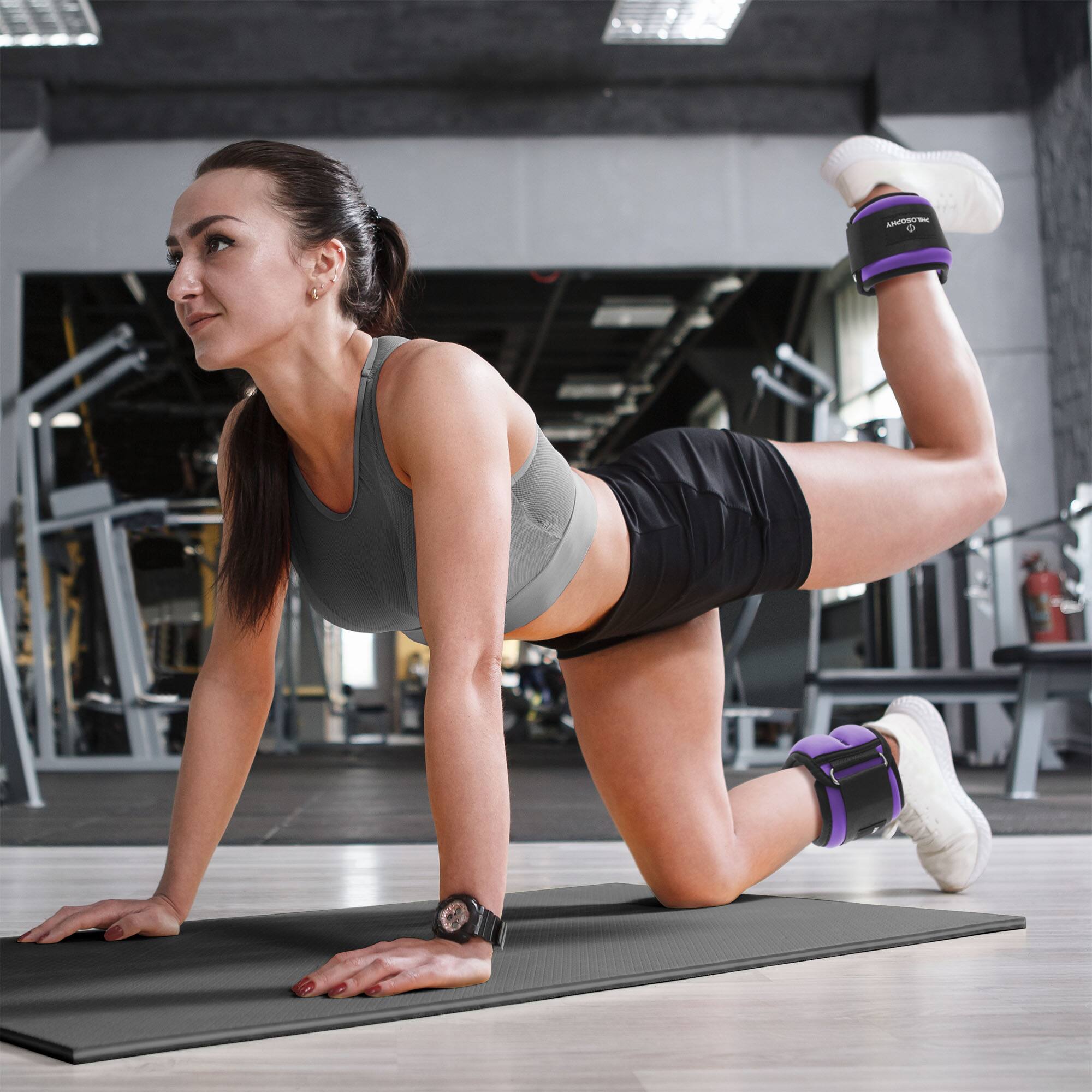 Alt View 5. Philosophy Gym - Ankle/Wrist Weights Set for Training and Fitness - Purple.
