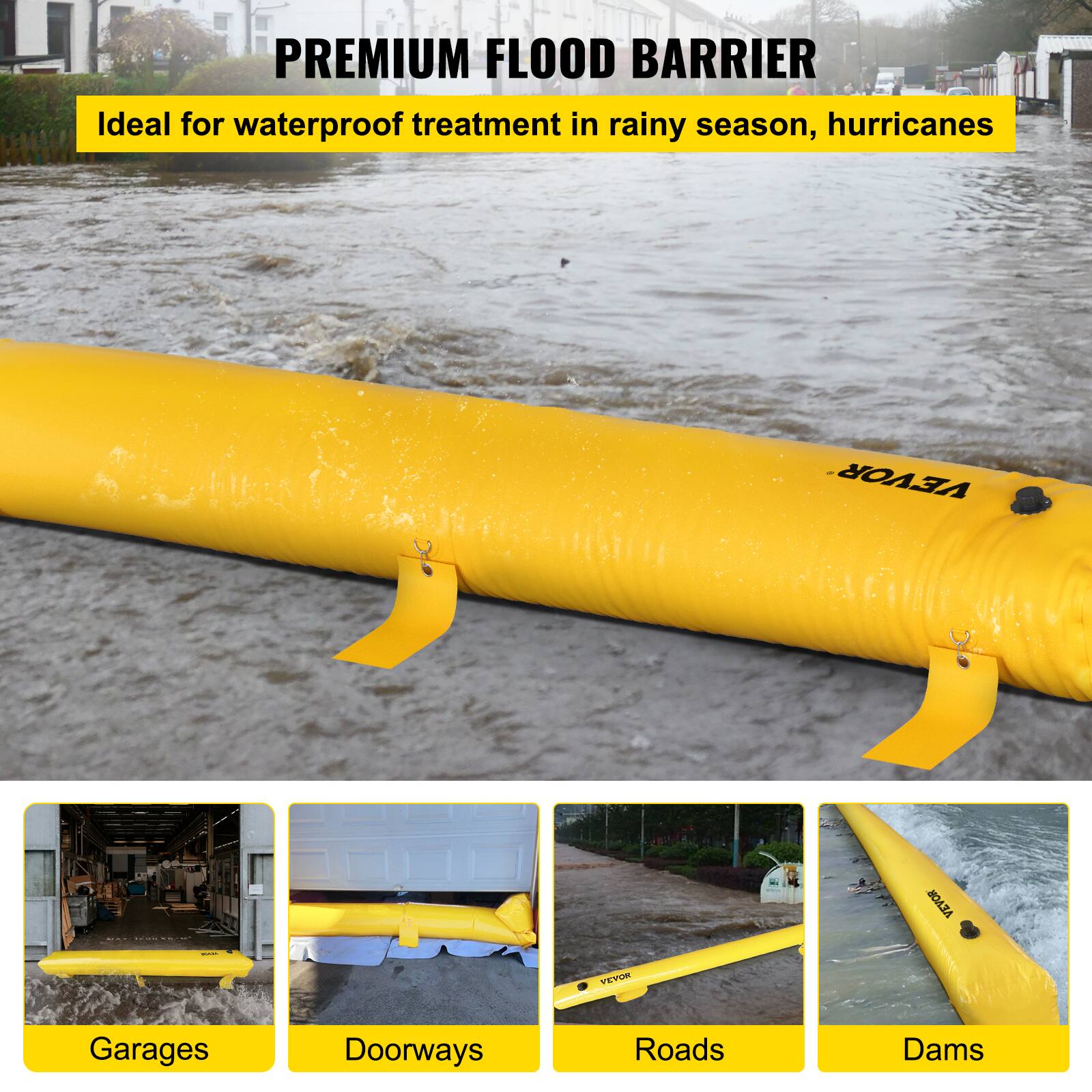 PREMIUM FLOOD BARRIER  
Ideal for waterproof treatment in rainy season, hurricanes  

- Garages  
- Doorways  
- Roads  
- Dams