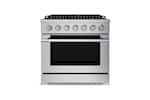 Front. Hauslane - HausPro 36 in. 6 Burners (20,000 BTU) Freestanding Dual Fuel Range - Stainless Steel.