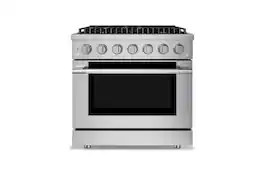 Hauslane - HausPro 36 in. 6 Burners (20,000 BTU) Freestanding Dual Fuel Range - Stainless Steel