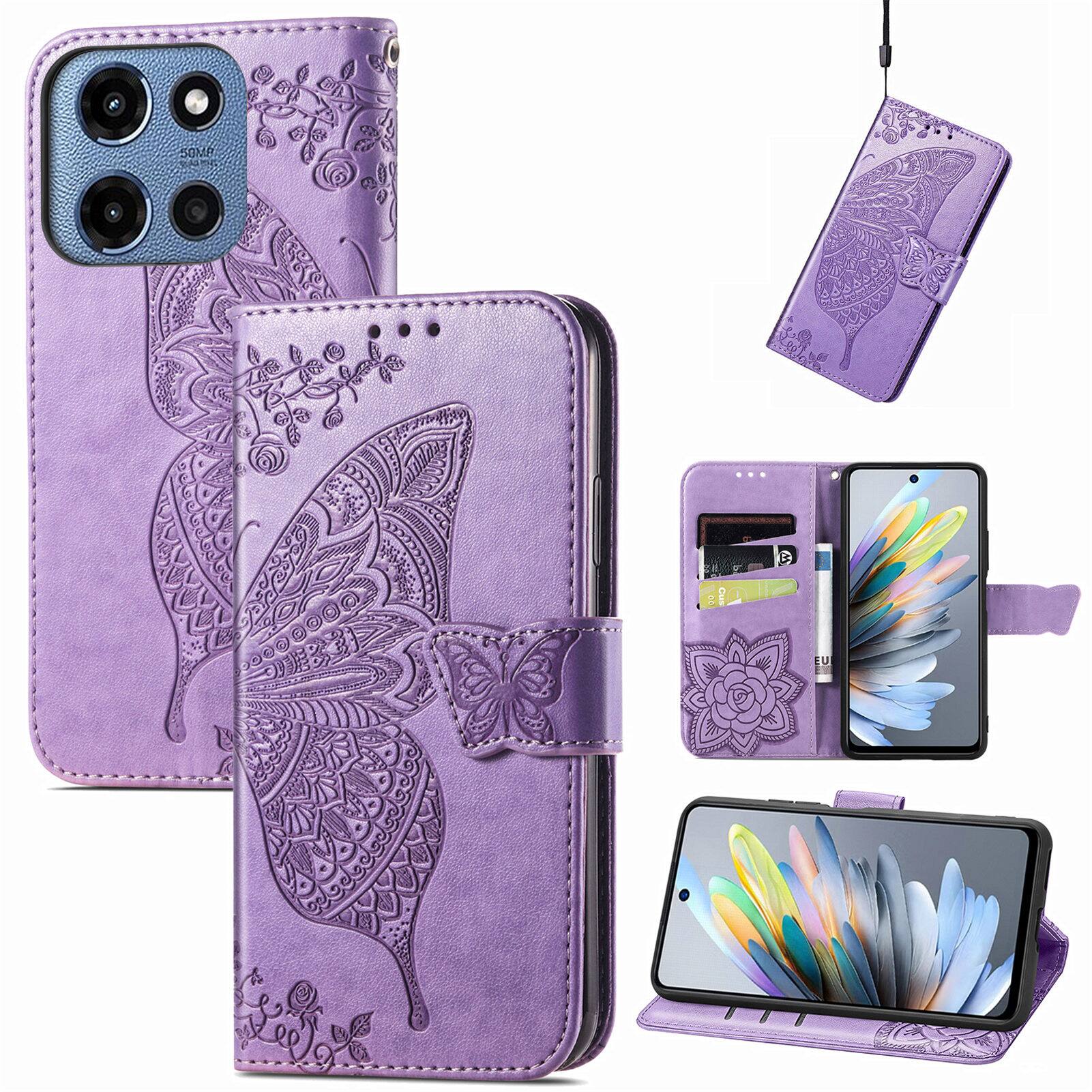 UUCOVER - PU Leather Wallet Case for Motorola G 5G (2025) with Card Cash Holder, Magnetic Clasp Flip Stand Cover with Wrist Strap - Lightpurple