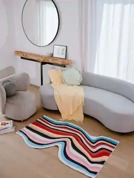 Lanyspace - 3'x5' Runner Rug, Washable Rugs, Non-Slip and Tear-Resistant Soft Carpet, Irregular Contour Runner Rug - Multicolor