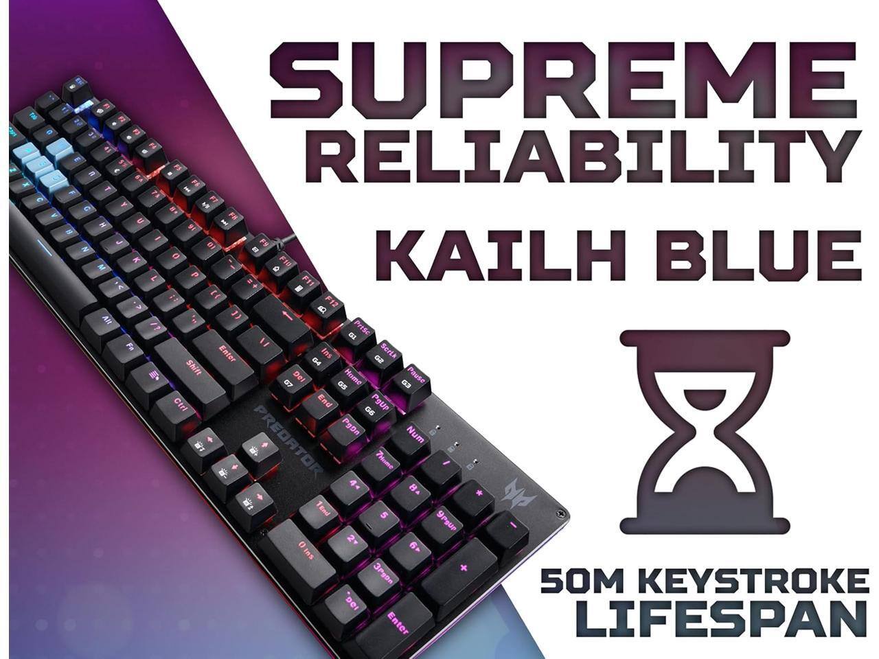 - SUPREME RELIABILITY
- KAILH BLUE
- 50M KEYSTROKE LIFESPAN