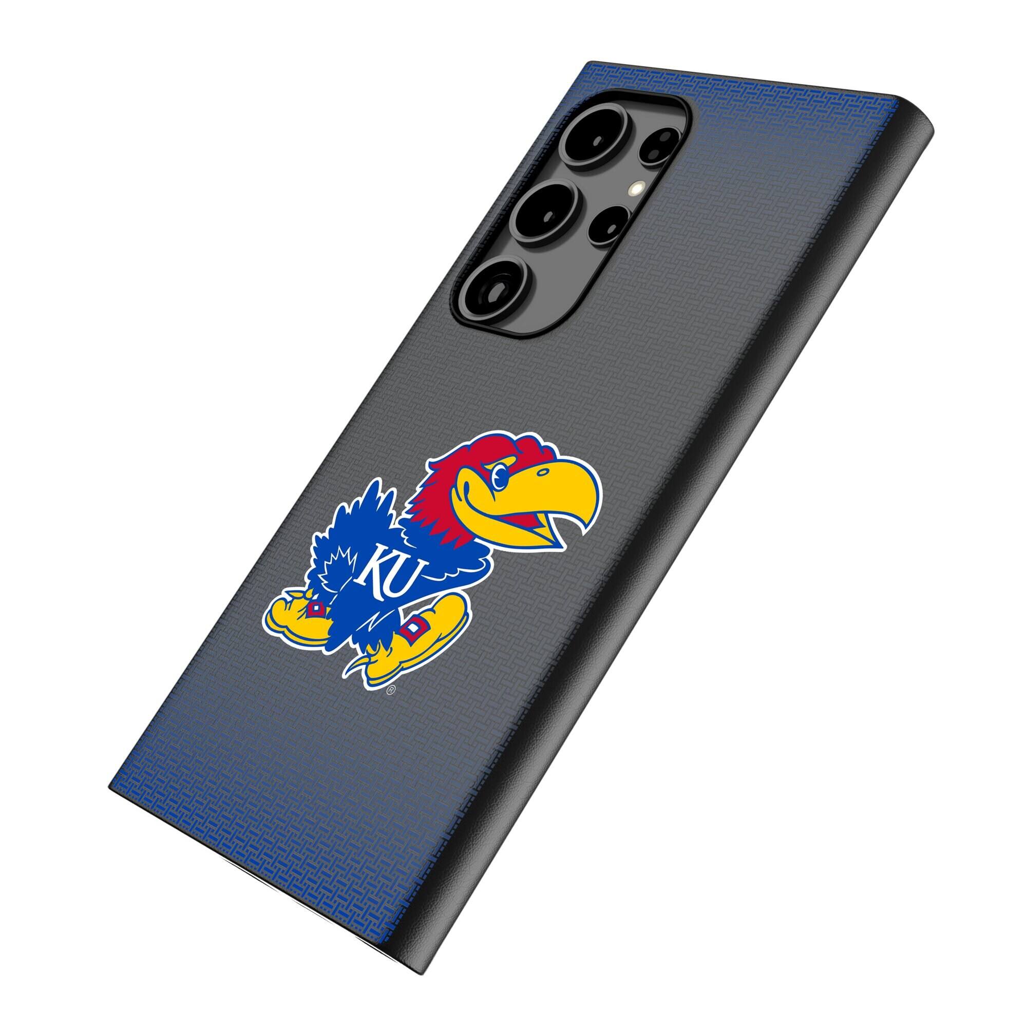 Alt View 1. Keyscaper - Kansas Jayhawks Linen Galaxy Magnetic Bump Case - S24 Ultra - Black.