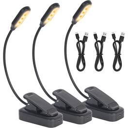Schertz - 3-Pack USB-C Rechargeable LED Book Lights, Clip-On, 3 Color Temps - Black