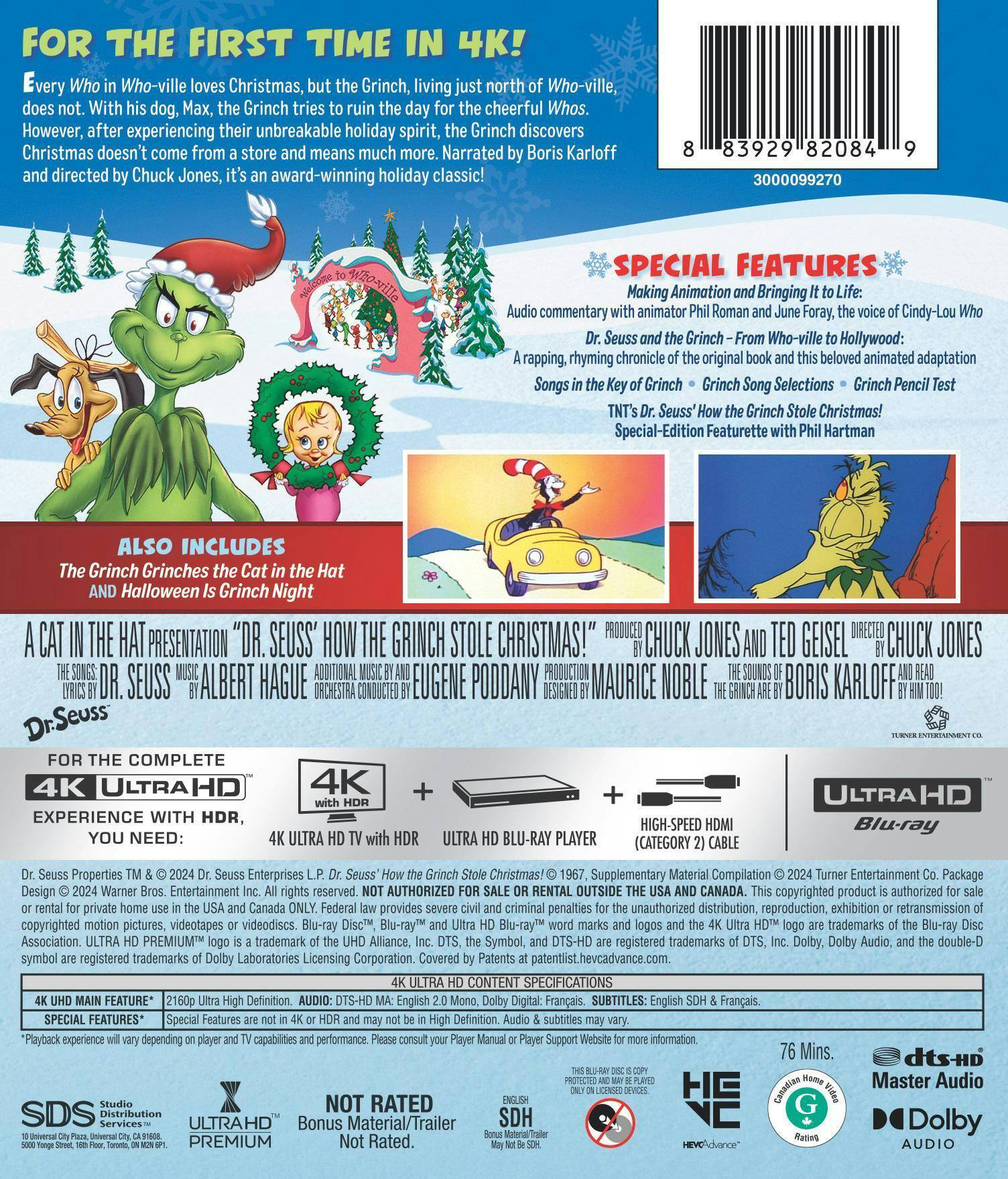 Back. Dr. Seuss' How the Grinch Stole Christmas! (4K Ultra HD) [UHD].
