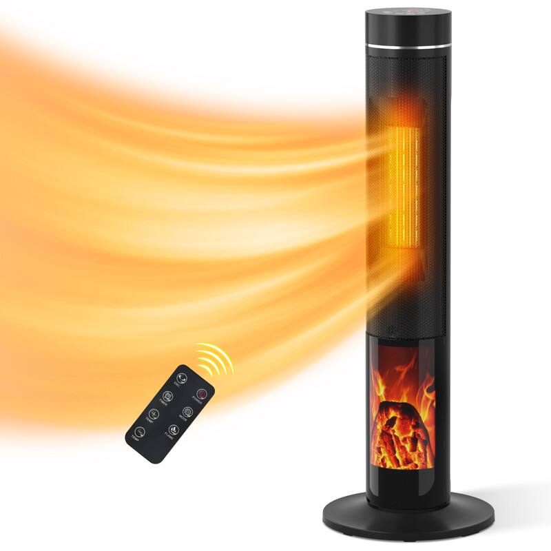 Front. Edendirect - 1500 W 34.06 in. Electric Indoor Compact Ceramic Space Heater with Oscillation for Living Space.