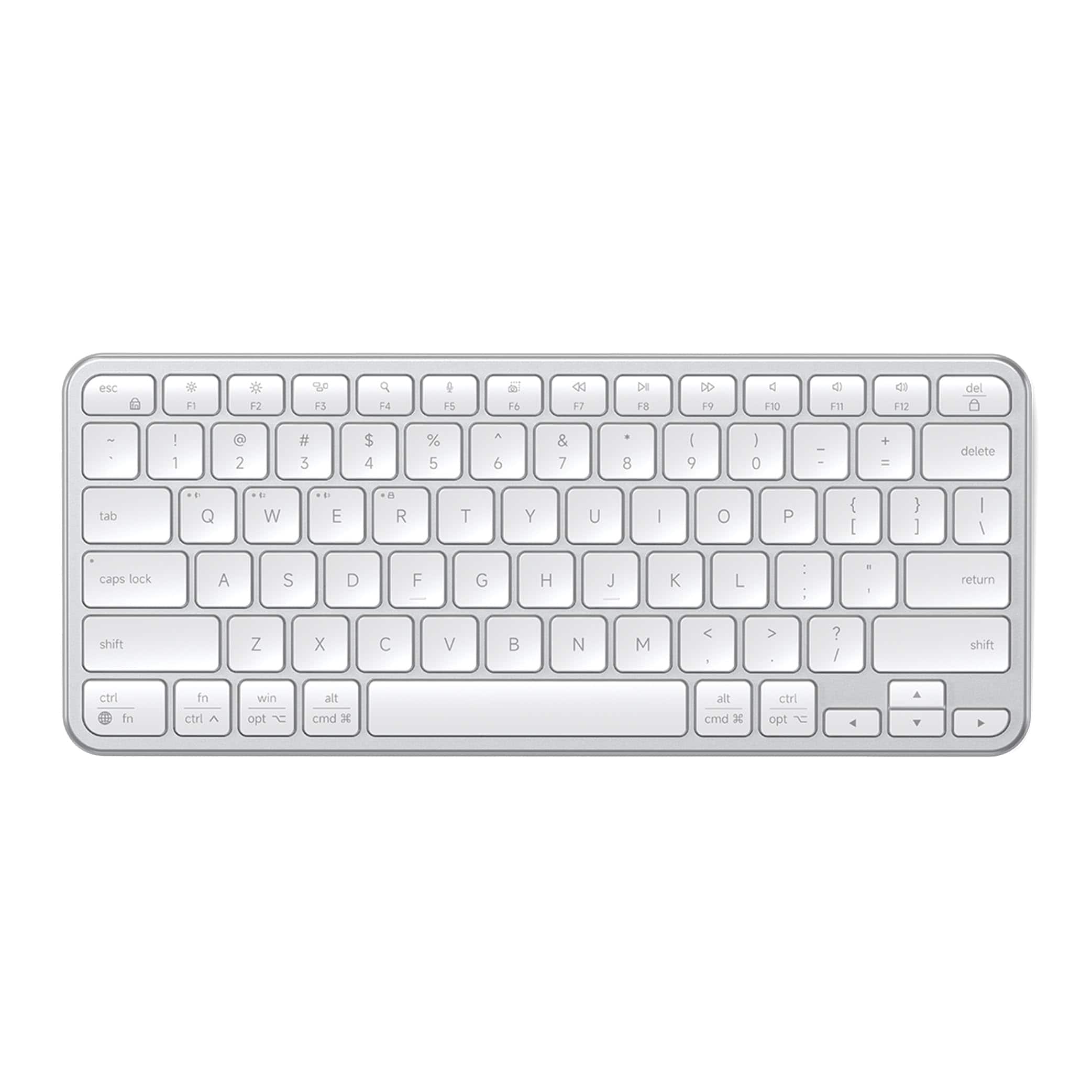 Satechi - Slim EX1 Compact Wireless Keyboard - Bluetooth & 2.4GHz, Instant OS Remap, USB-C Rechargeable - Silver