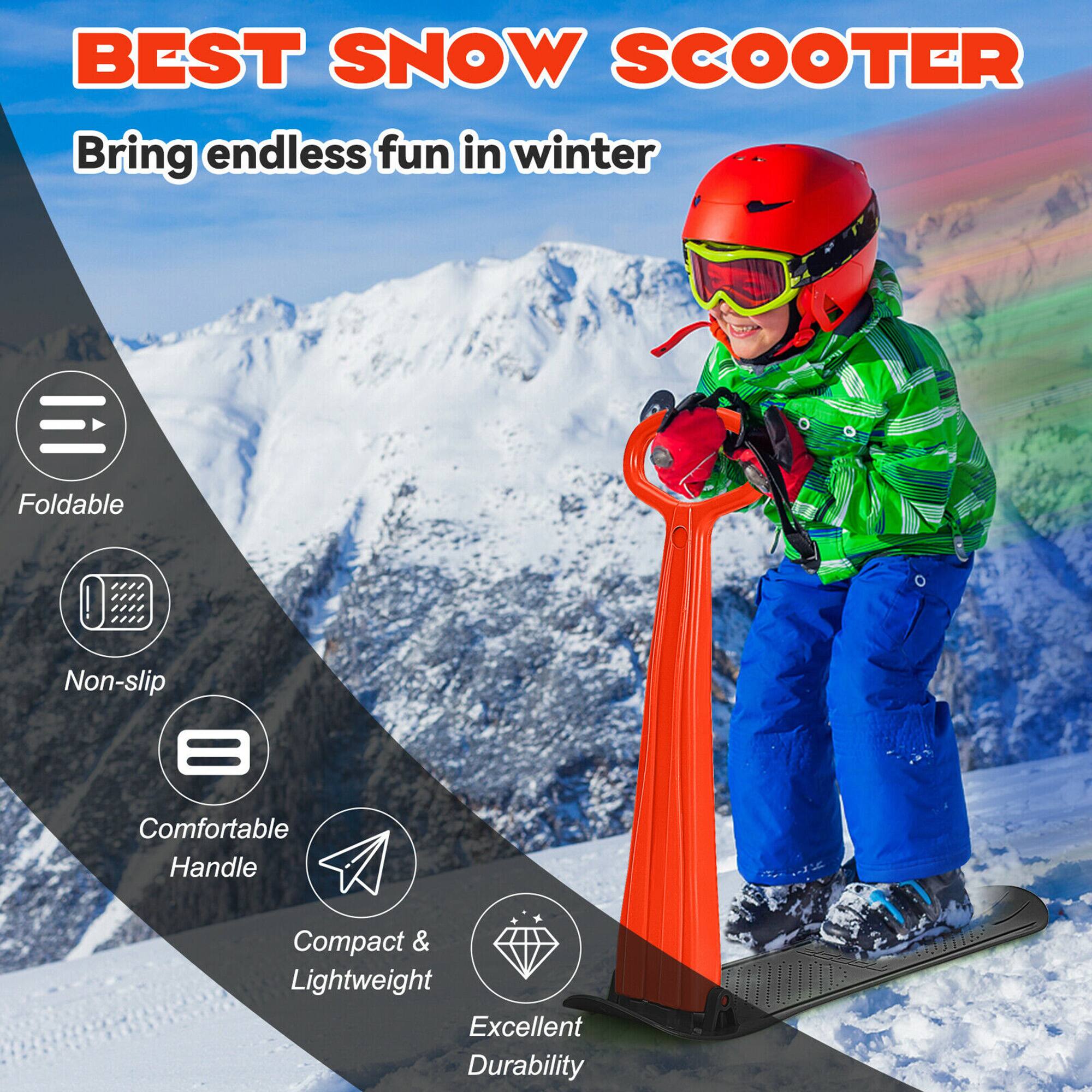 BEST SNOW SCOOTER: Bring endless fun in winter. Foldable, non-slip, comfortable handle, compact & lightweight, excellent durability.