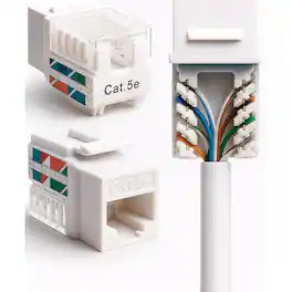 Cables Direct Online - Cat5e 45° Angled RJ45 Keystone Jack, 8P8C 110 Punch-Down, Gold-Plated Contacts, 1Gbps, ANSI/TIA Compliant - White