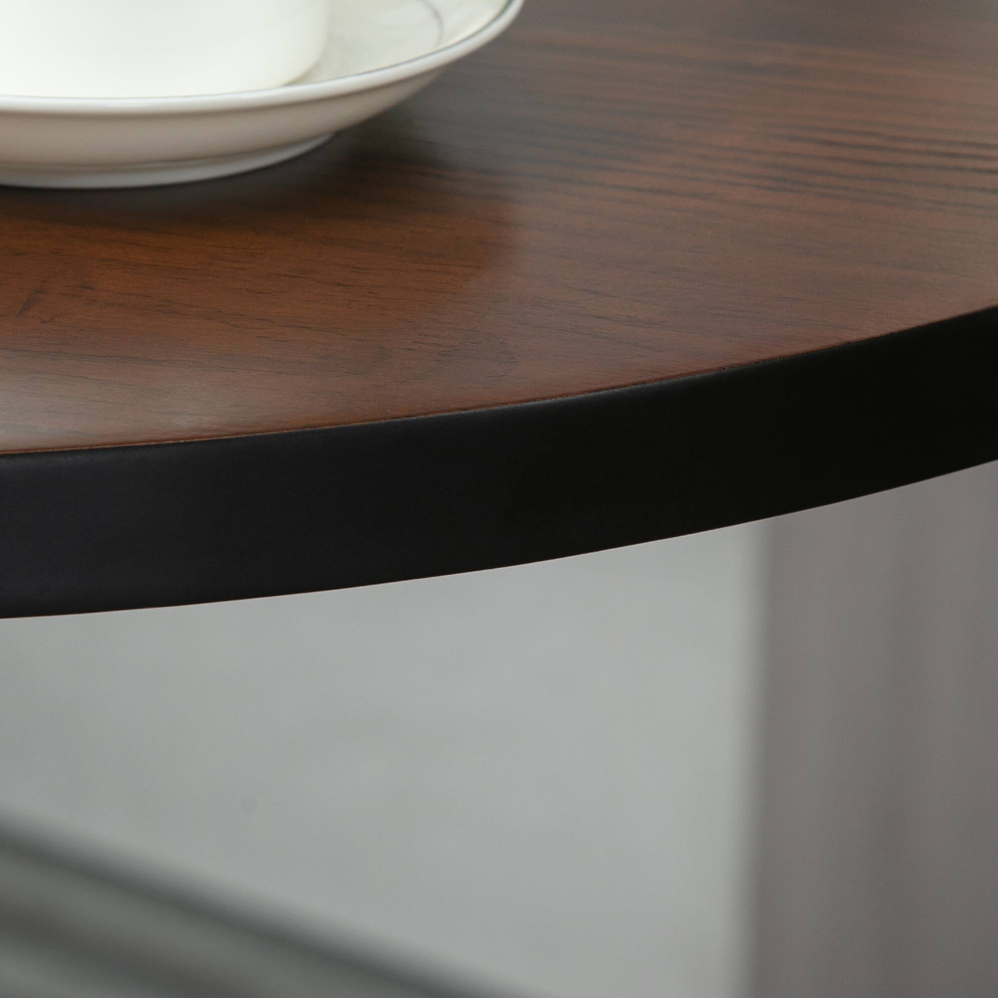 Alt View 7. Homcom - 42" H Bar Height Round Bar Table, Rustic Industrial Pub Table, Elm Wood Top Bistro Table with Metal Base - Black, Brown.