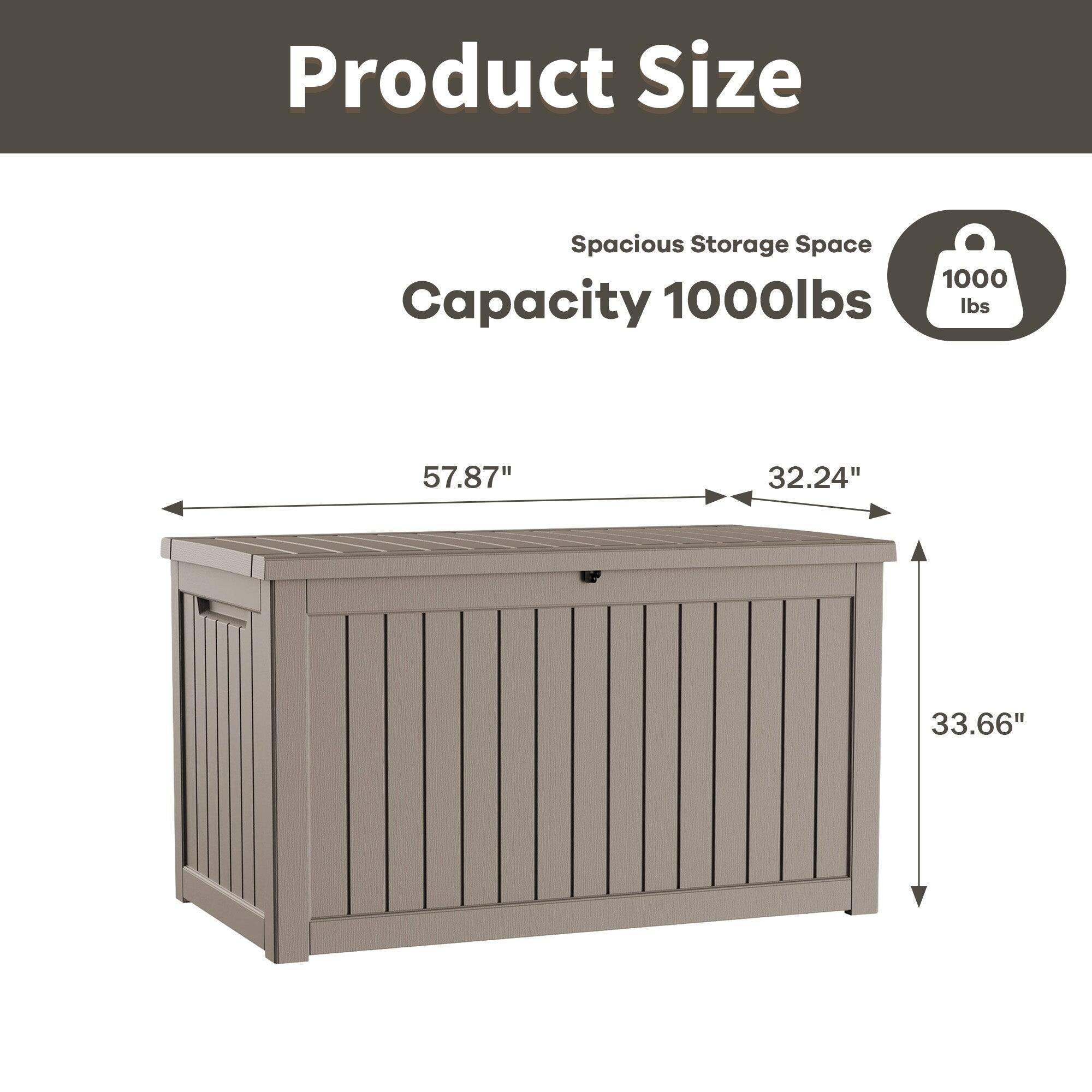 Product Size  
Spacious Storage Space  
Capacity 1000lbs  
57.87" x 32.24" x 33.66"